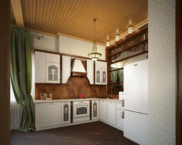 Русская усадьба | Интерьер первого этажа загородного дома, 84 м2