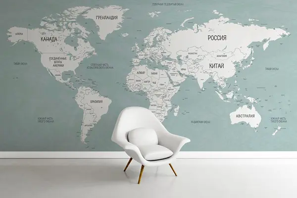 Фотообои Карта мира Контурная