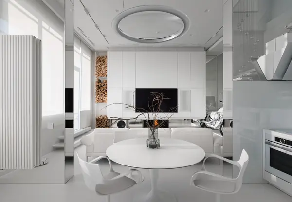 Stylish monochromatic white penthouse