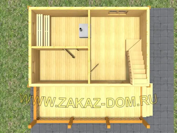 Проект бани с мансардой из бруса (6х6 м) : 2Б-14