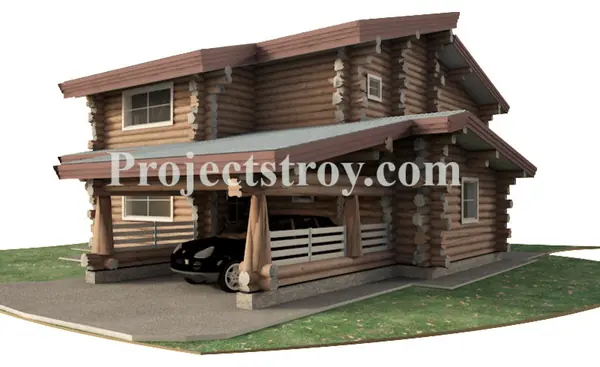 Дикий сруб - дом для круглогодичного проживания из бревна 280 мм - 14.4 х 16 м -