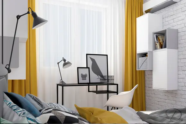 Светлая спальня с элементами скандинавского дизайна