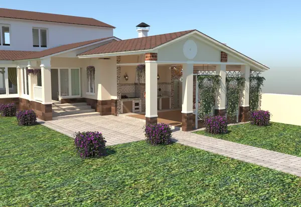 Дизайн зоны барбекю, бассейна