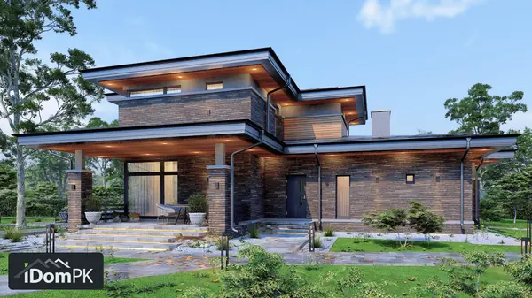 Проект двухэтажного дома в стиле Райта