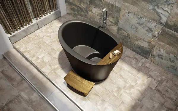 True Ofuro Черная Сидячая Ванна в Японском Стиле от Viva Lusso