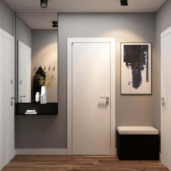 Прихожая. Вид на дверь в ванную комнату.