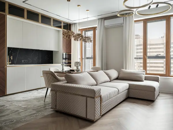 Дизайн проект квартиры 95 м2  ЖК "  Richmond Residence ". Гостиная