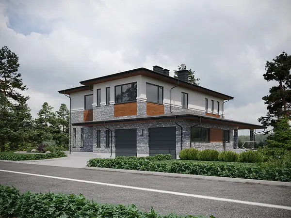 Дизайн фасад дома в КП Дубрава