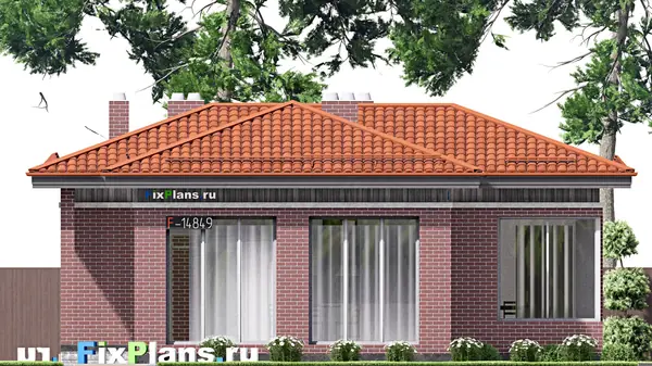 Проект одноэтажного дома 14х12м S64м2 F-14849