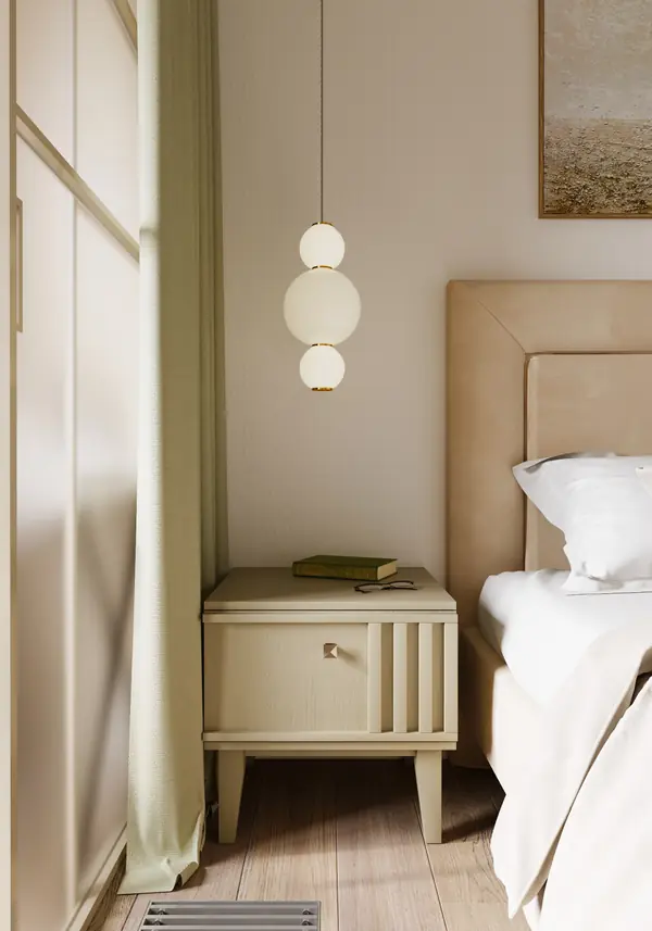 Светлая мастер - спальня в пастельных тонах