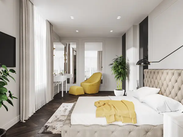 Яркий неоклассический интерьер