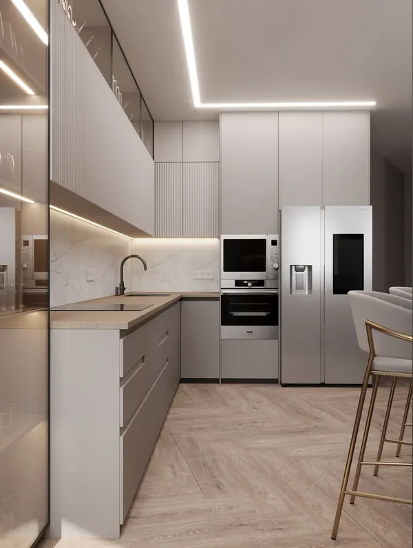 Проект кухни-гостиной ЖК Каскад