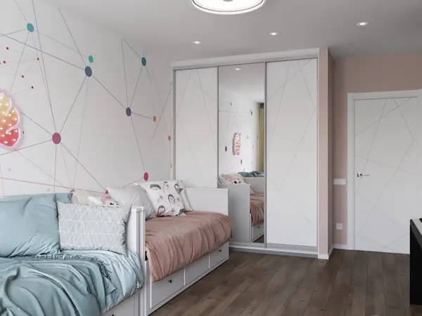 Детская для школьниц с полезными рисунками на обоях Alltowall, которые можно мыт