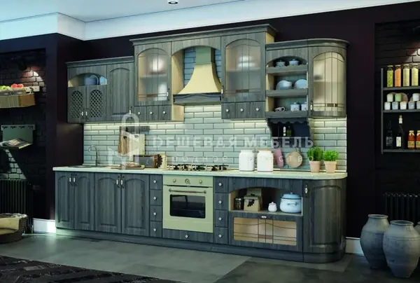 Прямая классическая кухня "Мария арт.1" цвета "серое дерево"