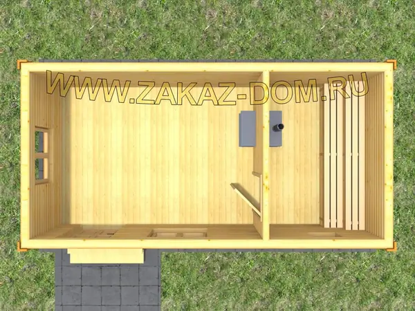 Проект одноэтажной бани из бруса (3х6 м) : Б-109