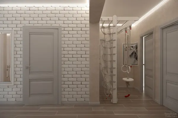 Дизайн лестницы и коридора в таунхаусе, ЖК "Немецкая деревня", г. Краснодар