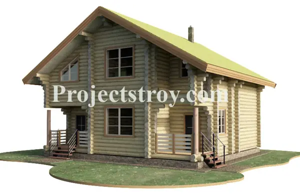 Проект бревенчатого дома 10.6 на 11 м