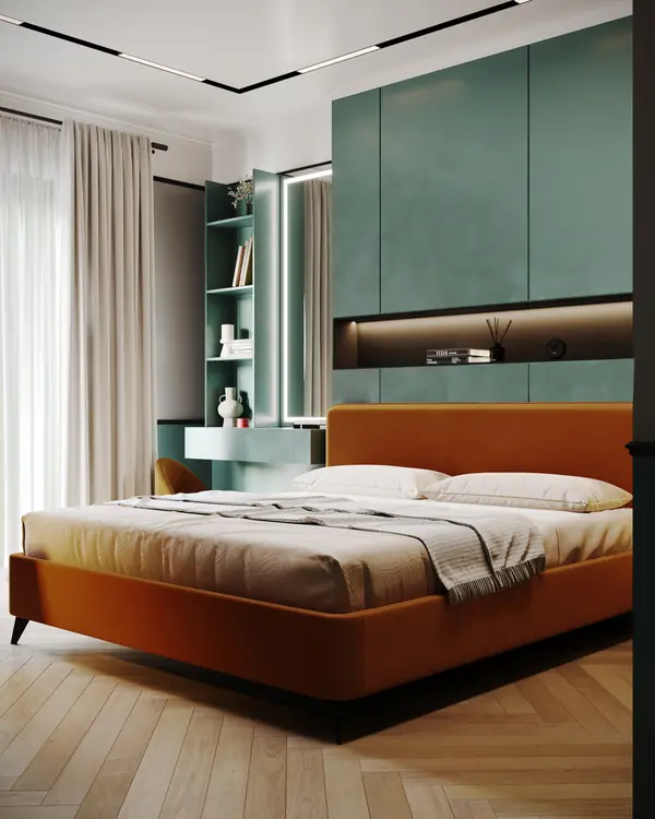 Спальня с игровым комплексом для кошек