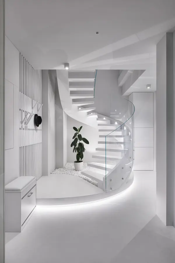 Stylish monochromatic white penthouse