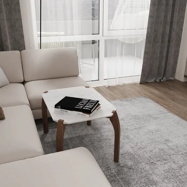 Журнальный столик в гостинной / цвет черный и белый