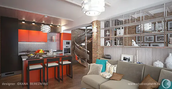 Яркий лофт для молодой семьи