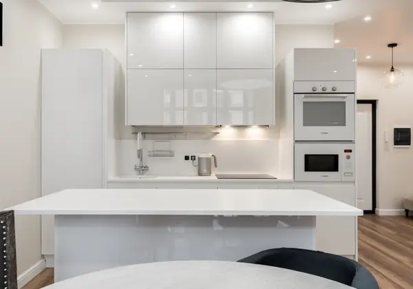 Белая кухня, черные кубы. Модель Vector. Дизайнер Игорь Степанов