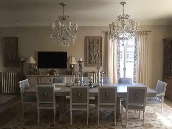 Дизайн-проект загородного дома, гостиная, столовая