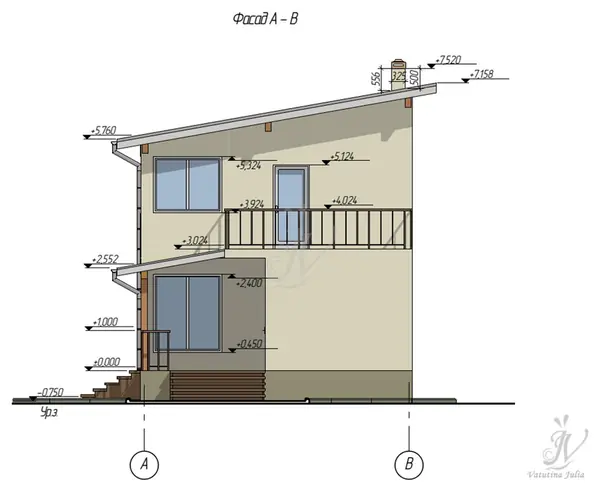 Эскизный проект ультрасовременного дома с плоской крышей в г. Чебоксары