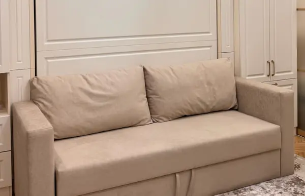 Кровать-трансформер с диваном в бежевом цвете