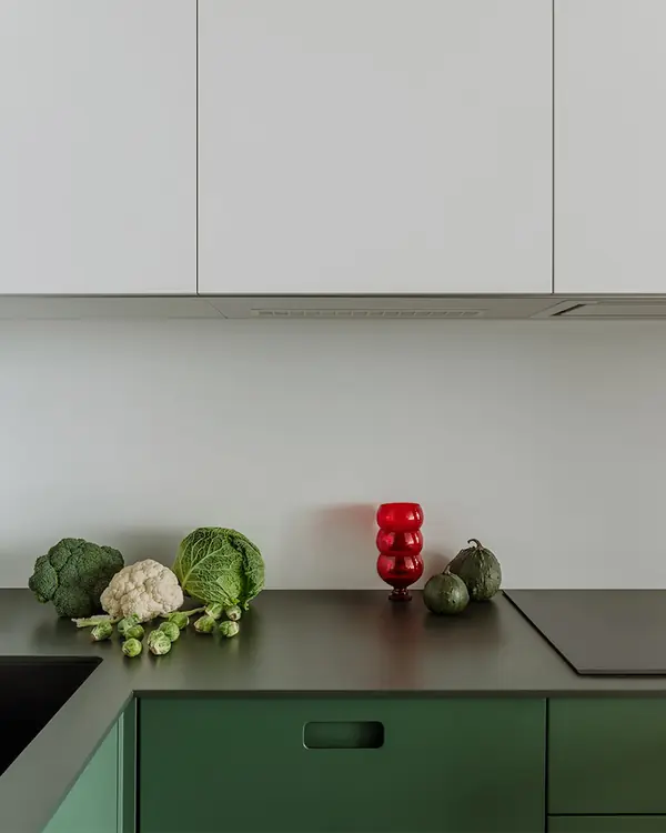 Семейная квартира с красными акцентами и видом на лес