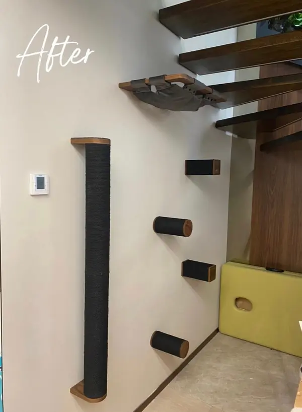 Настенный комплекс для кошек из шпона американского ореха