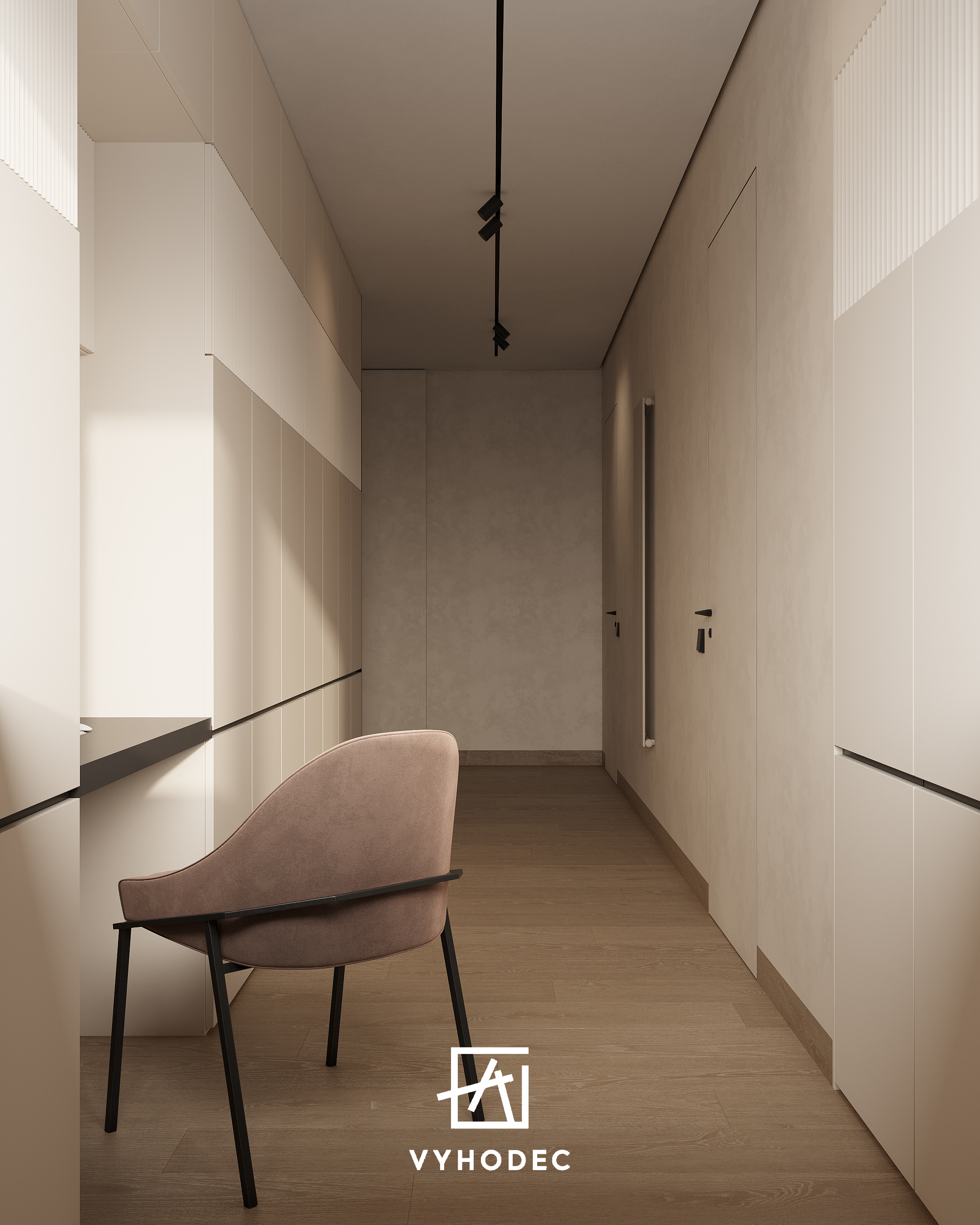 Большая гардеробная с кабинетом