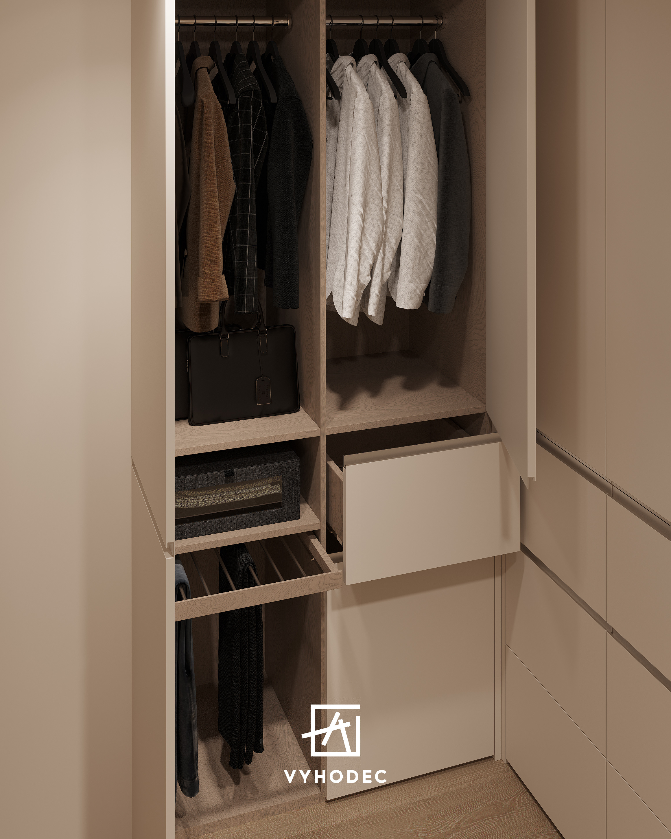 Большая гардеробная с кабинетом