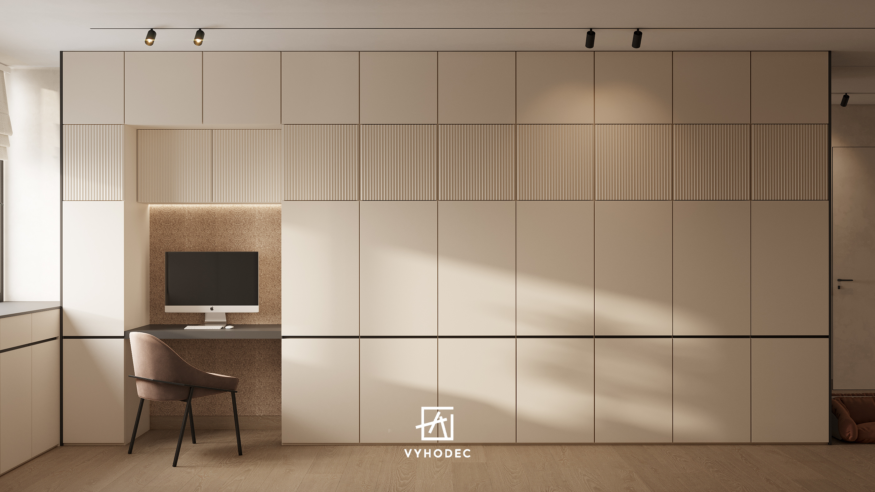 Большая гардеробная с кабинетом