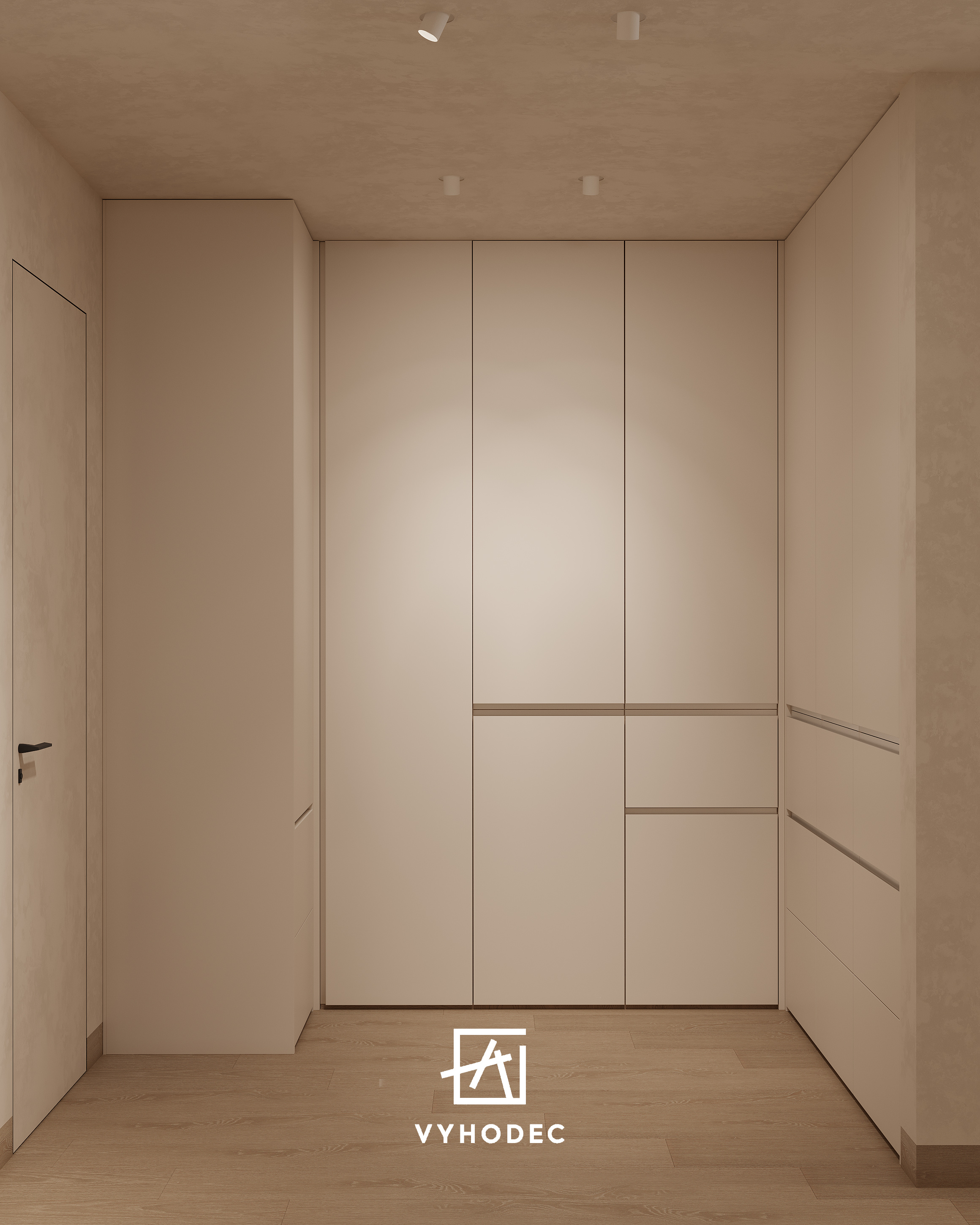 Большая гардеробная с кабинетом