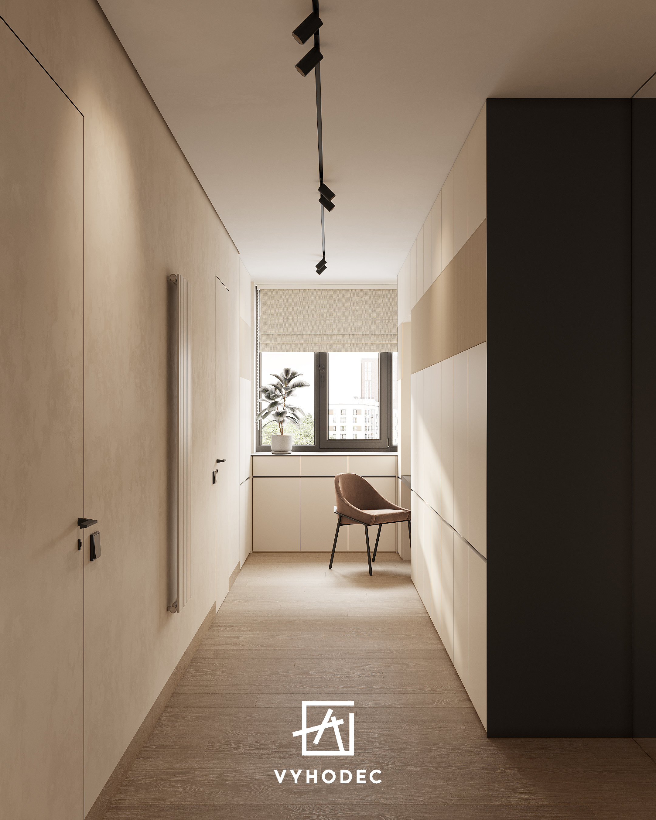 Большая гардеробная с кабинетом