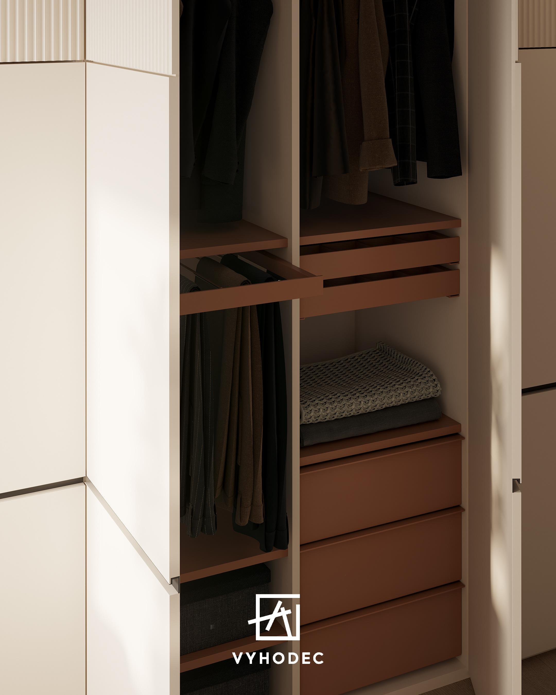 Большая гардеробная с кабинетом