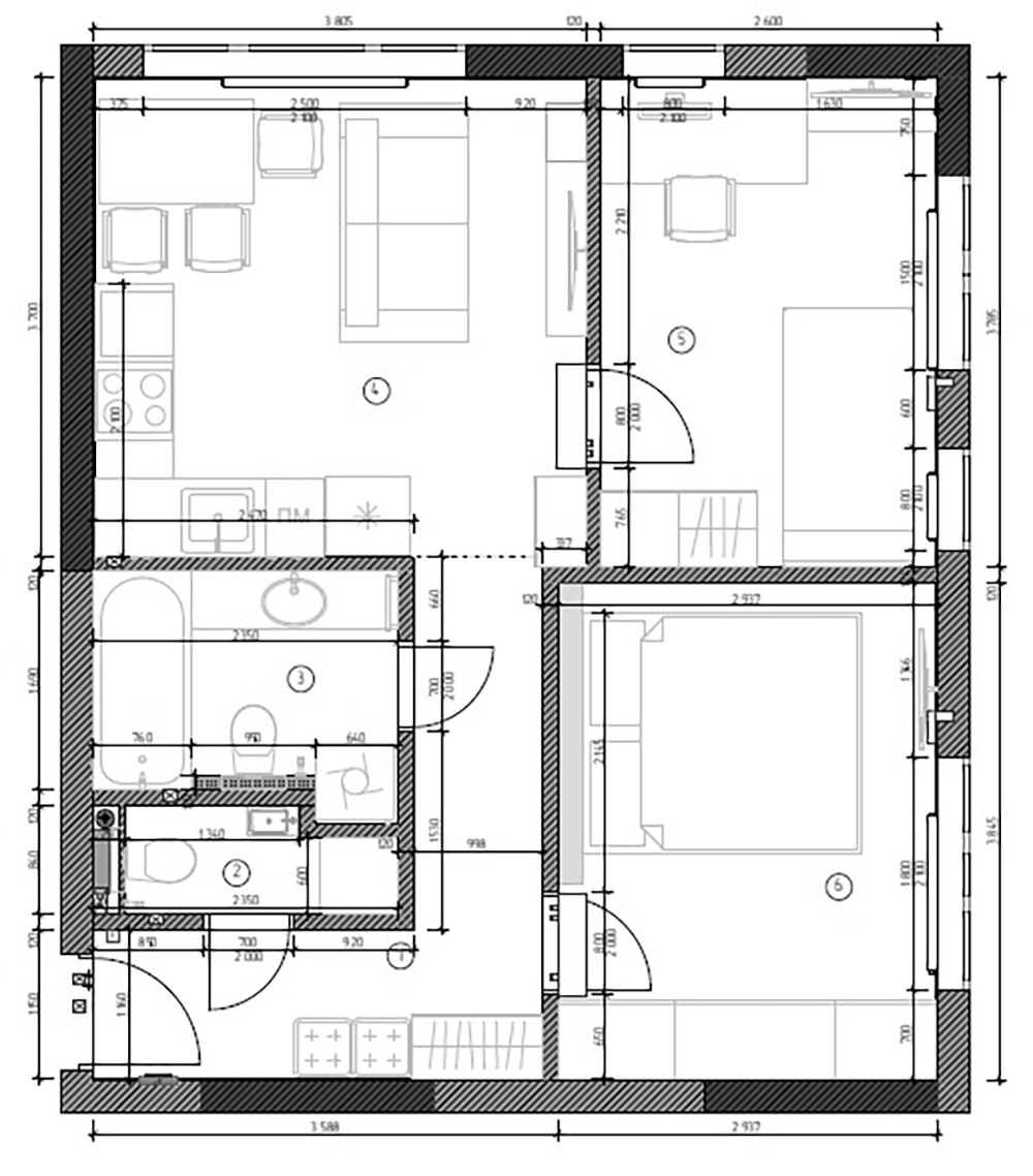 Двухкомнатная квартира 48 м2