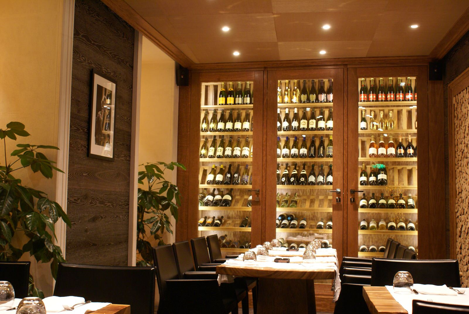 Wine cabinet in the restaurant.