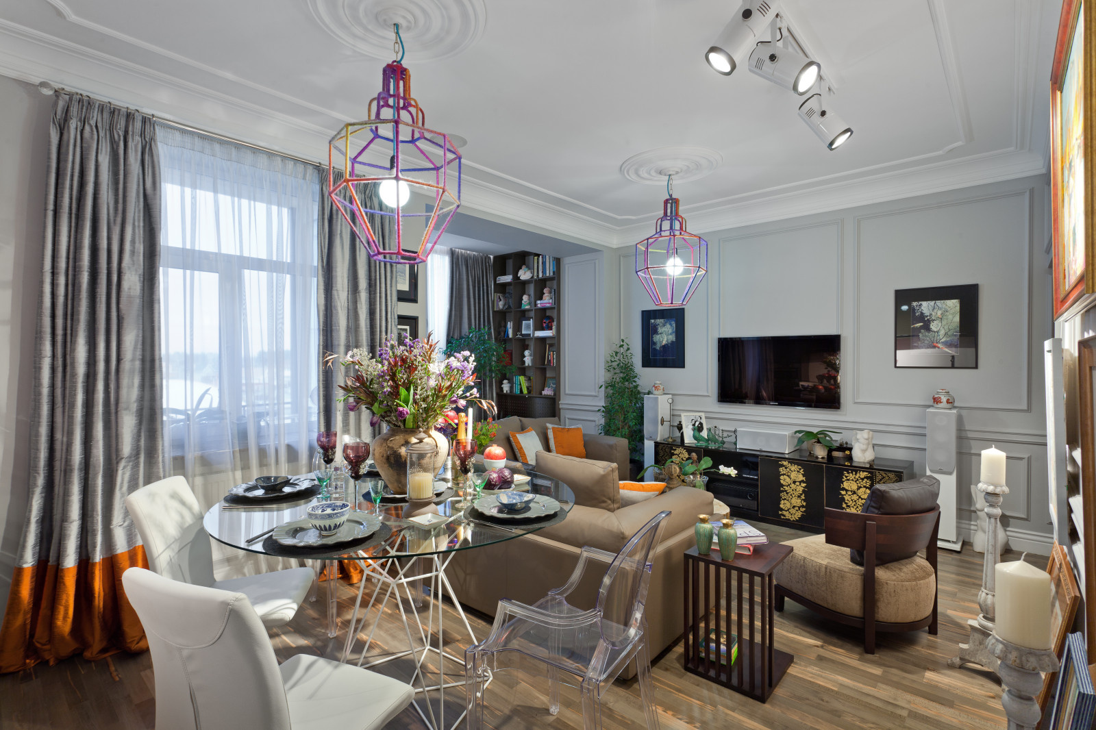 Гостиная недели 20 кв.м — дизайн в стиле студий Латинского квартала