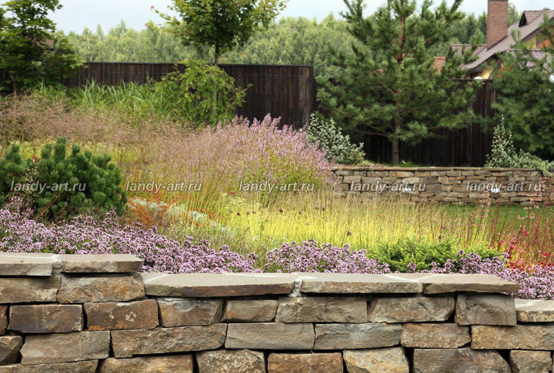 Современный сад на склоне