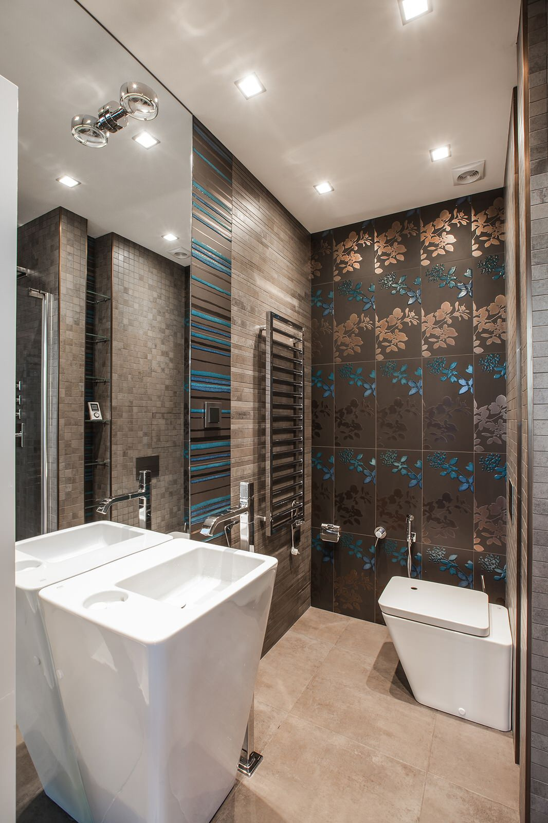 Ванная комната в современном стиле квартиры "Ультрафиолет" в Донском проезде