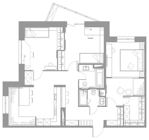Houzz-тур: Квартира со скандинавским дизайном и треугольными узорами