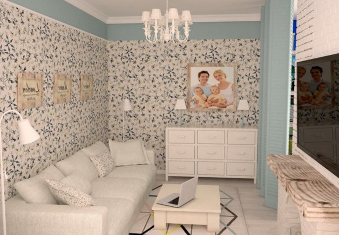 Гостиная-кухня в стиле Прованс