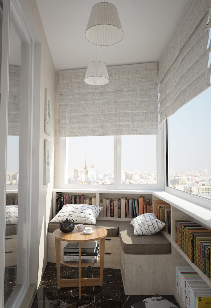 Разработка балкона с библиотекой и местами для чтения