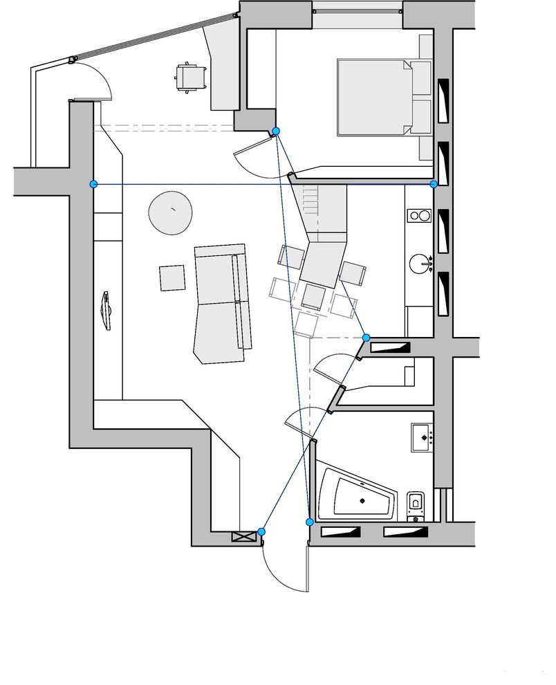 Houzz Украина: Квартира-cтудия с кривыми розы Гвидо Гранди