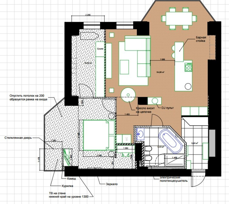 Houzz тур: Квартира с DJ пультом и панорамными окнами