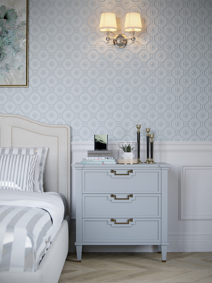 Интерьер спальни Light blue