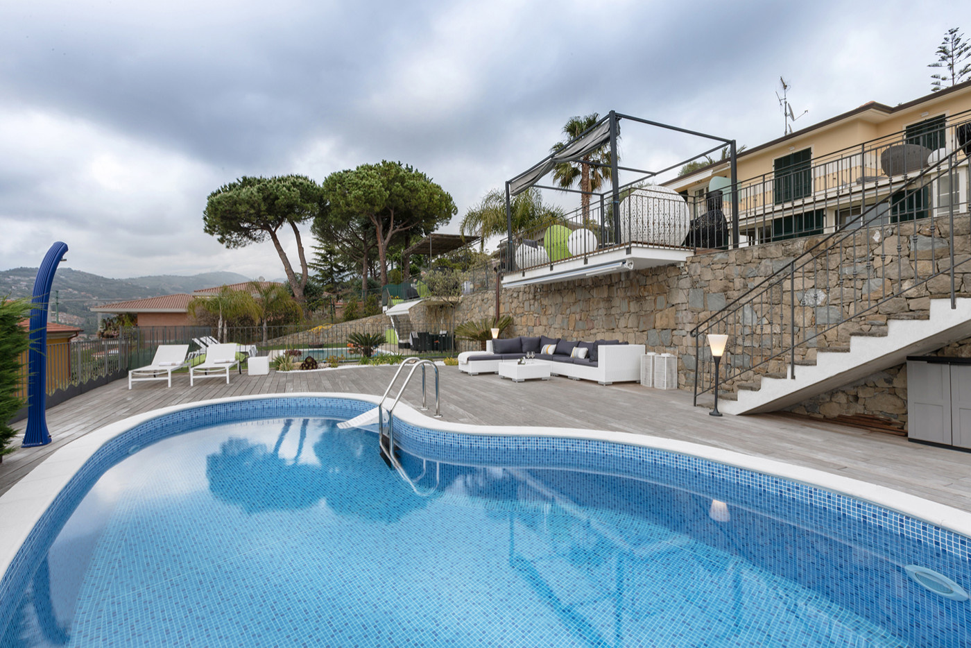 Modern pool of a villa on Cote d'Azur.
