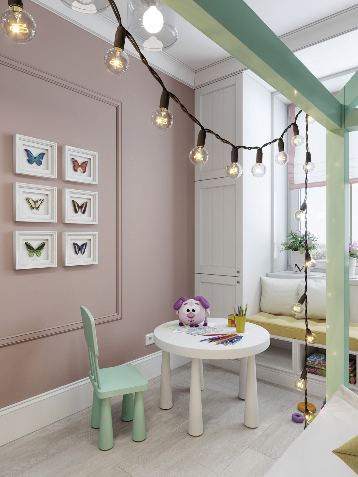 Сhildren's room with a mint accent